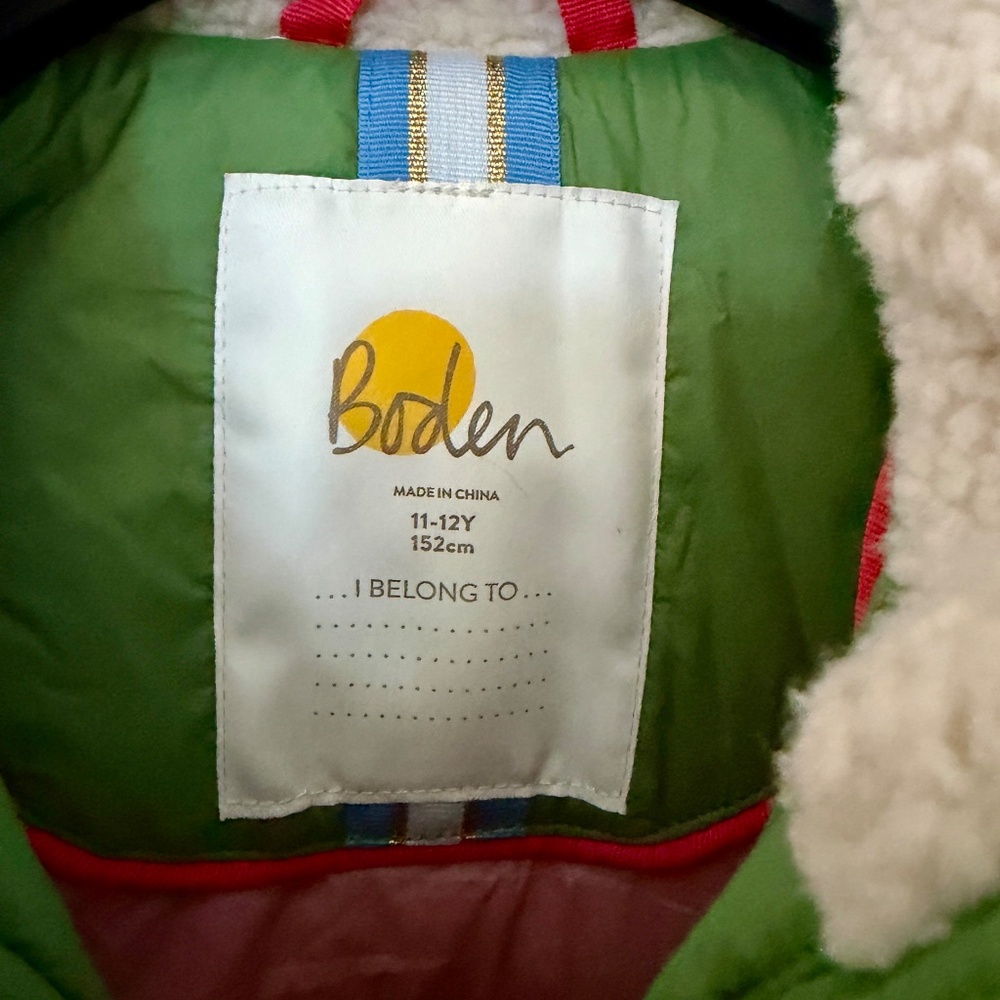 Boden Girls' Borg Spring Fleece Coat, Size 11-12 years - Picture 2 of 8